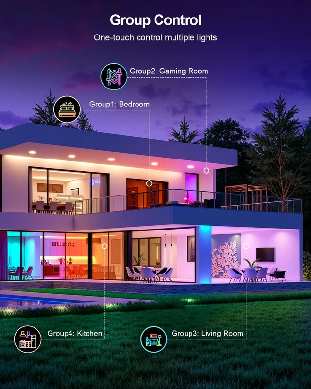 Alt view image 7 of 7 - DUSKTEC Smart Recessed Lighting 4 Inch Color Changing LED Recessed Lights | Compatible with Alexa, 10W RGBW Recess Ceiling Light, Canless Wafer Downlight with Junction Box, 1000LM ( 6 Pack)