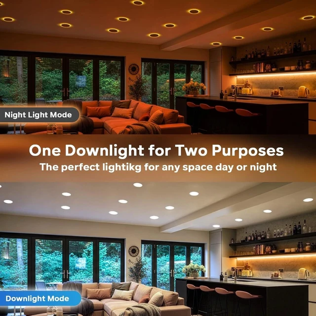 Alt view image 2 of 7 - 12 Pack 4 Inch LED Recessed Lighting, Canless Wafer Downlight, White | 5CCT 2700K-5000K, 5%-100% Dimmable, Ultra-thin, Metal housing, 800LM 11W 120V, IC & Damp Rated, ETL & FCC, 50000h Life Span