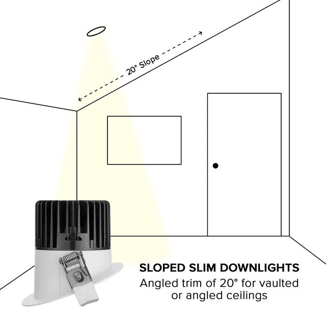 Alt view image 7 of 7 - Maxxima 4" Canless Sloped Anti-Glare LED Downlight, 1000 Lumens, 5 CCT | Color Selectable 2700K/3000K/3500K/4000K/5000K, Recessed Fixture For Sloped Ceilings, IC Rated, Dimmable, 90 CRI
