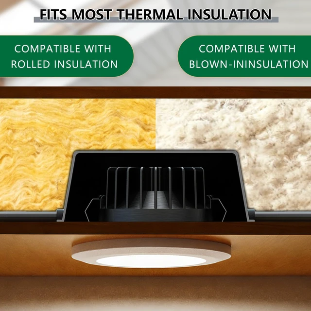 Alt view image 5 of 6 - Bold Bison Fire-Resistant Recessed Light Cover, 15-Pack, 8.6 x 8.6 x 3 Inch,Enhanced Version of PA66 Material, Energy-Saving Insulation Protector for 6 Inch Light Fixtures, Attic Installation