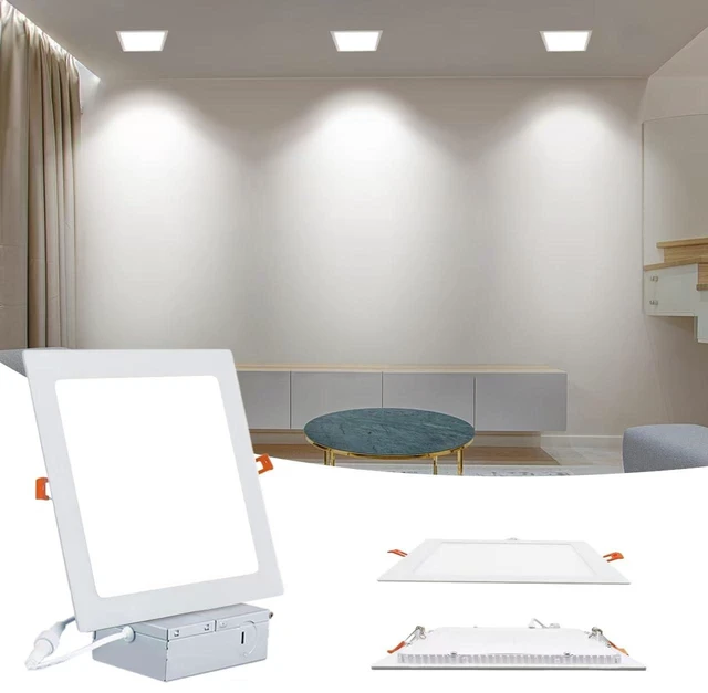 Main image of JJiuzming Square 8 Inch Recessed Light,18W 6000K Daylight,No Dimmable 4Pack | LED Ultrathin wafer cankiller canless recessed lighting fixtures with JBox,8" ceiling cutout hole,outer trim 87/8"