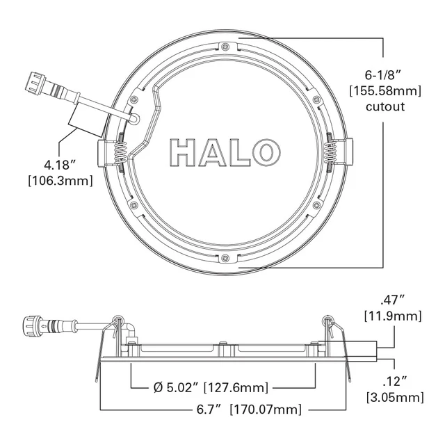 Alt view image 4 of 7 - HALO HLB 6 in LED Recessed Lighting 5CCT 0-10V Dim 120-277V 900lm | Thin canless design, Wet location rated for showers, Dim with commercial dimmers, Energy Star certified
