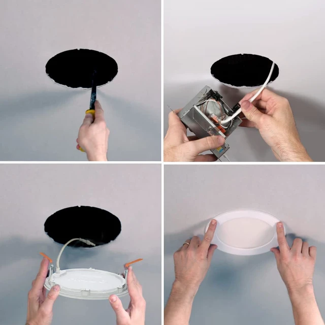 Alt view image 7 of 7 - HALO HLB 6 in LED Recessed Lighting 5CCT 0-10V Dim 120-277V 900lm | Thin canless design, Wet location rated for showers, Dim with commercial dimmers, Energy Star certified