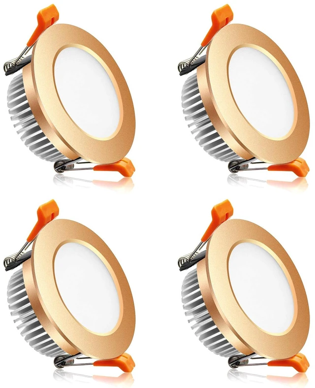 Main image of YGS-Tech 3 Inch LED Recessed Lighting, Dimmable Downlight 5W (40W Halogen Equivalent), 4000K Natural White Ceiling Light, CRI80+, Gold Trim Recessed Lights with LED Driver (4 Pack)