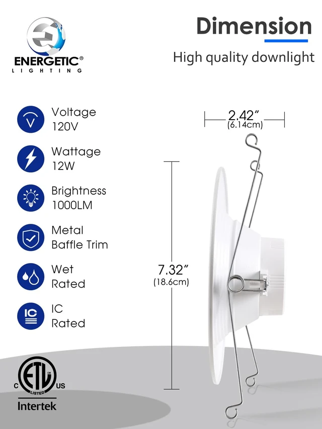 Alt view image 2 of 7 - Energetic 5/6 Inch LED Recessed Lighting, 1000LM, 4000K Cool White, 13W=150W, Dimmable LED Can Light, Damp Rated, Simple Retrofit Installation, ETL Listed, 12 Pack