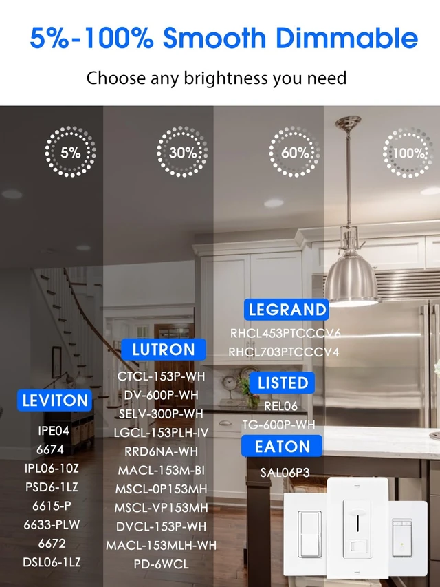 Alt view image 4 of 7 - Energetic 5/6 Inch LED Recessed Lighting, 1000LM, 4000K Cool White, 13W=150W, Dimmable LED Can Light, Damp Rated, Simple Retrofit Installation, ETL Listed, 12 Pack