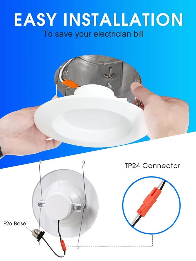 Alt view image 5 of 7 - Energetic 5/6 Inch LED Recessed Lighting, 1000LM, 4000K Cool White, 13W=150W, Dimmable LED Can Light, Damp Rated, Simple Retrofit Installation, ETL Listed, 12 Pack