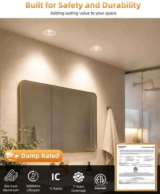 Alt view image 5 of 7 - CLLIGHTING Gimbal Led Recessed Light 4 inch - 5CCT 850LM for Sloped Ceiling | 4 Pack,10W, 360° Rotatable+90° Tilt Eyeball Canless Light, 120V, ETL& IC, Damp Rated, 5%-100% Dimmable, 90+CRI, 38°Beam