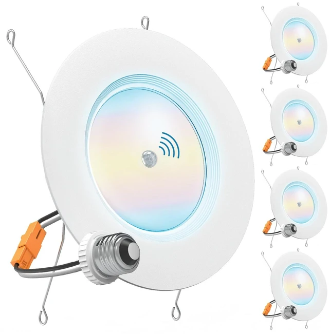 Main image of Sunco 4 Pack 6 Inch Retrofit LED Recessed Light with Motion Sensor, 5CCT | 850LM, Selectable CCT 2700K/3000K/4000K/5000K/6000K, Dimmable, 10W, Motion Acivated, Retrofit LED Ceiling Recessed Downlight
