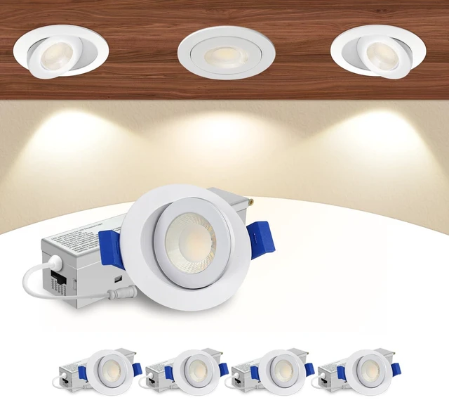 Main image of Aosclex 4 Pack 2 ''LED Gimbal Eyeball Recessed Light, 5CCT Dimmable White | 360°+90° Rotatable,2700K-5000K selectable,5%-100% Dimmable,No-flicker, 5W 550LM, 90+CRI, 120V, IC/ETL/Energy Star