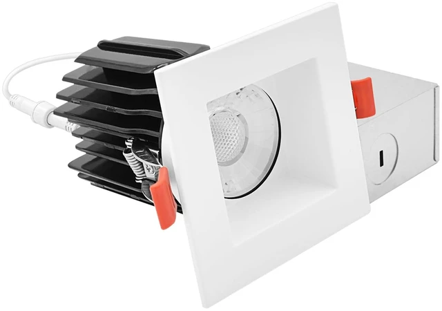 Main image of LUXRITE 3 Inch LED Regressed Canless Spotlight + Square White Interchangeable Trim, 5CCT 2700K-5000K, Twist N' Lock, Recessed Lighting, 15W, 1250LM, CRI90, Dimmable, 38° Beam, IC & Wet Rated