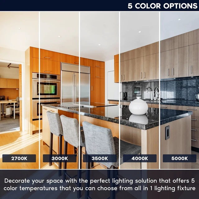 Alt view image 2 of 7 - LUXRITE 3 Inch LED Regressed Canless Spotlight + Square White Interchangeable Trim, 5CCT 2700K-5000K, Twist N' Lock, Recessed Lighting, 15W, 1250LM, CRI90, Dimmable, 38° Beam, IC & Wet Rated