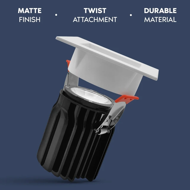 Alt view image 3 of 7 - LUXRITE 3 Inch LED Regressed Canless Spotlight + Square White Interchangeable Trim, 5CCT 2700K-5000K, Twist N' Lock, Recessed Lighting, 15W, 1250LM, CRI90, Dimmable, 38° Beam, IC & Wet Rated