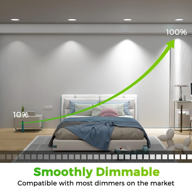 Alt view image 5 of 7 - MAXvolador 6 Pack 6 Inch LED Recessed Ceiling Light 5CCT with Junction Box | 1200LM High Brightness, 2700K/3000K/4000K/5000K/6000K Selectable, Dimmable, 12W Ultra-Thin Canless Wafer Downlight 120V