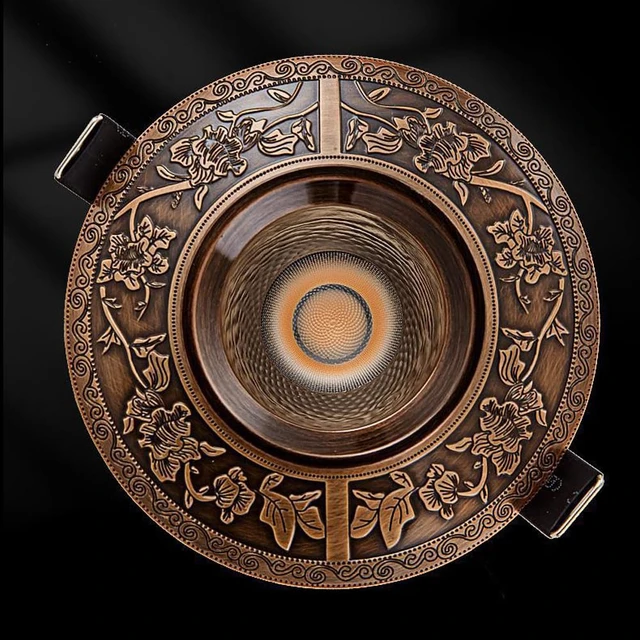 Alt view image 4 of 7 - SQUSMAY Led Recessed Downlight Baffle Trim 7W Vintage Carved Round Ceiling Light Deep Anti-Glare COB Spotlights Brass Ceiling Downlight for Bathroom Living Room Hallway