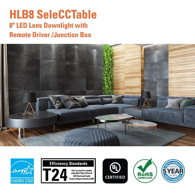 Alt view image 7 of 7 - HALO HLB Canless LED Recessed Lighting 8 inch 5CCT 1600lm | wafer light, IC rated, AIR-TITE, wet rated for soffit /shower light, 2700K-5000K, New Construction / Remodel