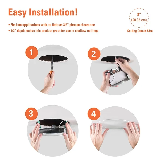 Alt view image 6 of 7 - HALO HLB Canless LED Recessed Lighting 8 inch 5CCT 1600lm | wafer light, IC rated, AIR-TITE, wet rated for soffit /shower light, 2700K-5000K, New Construction / Remodel