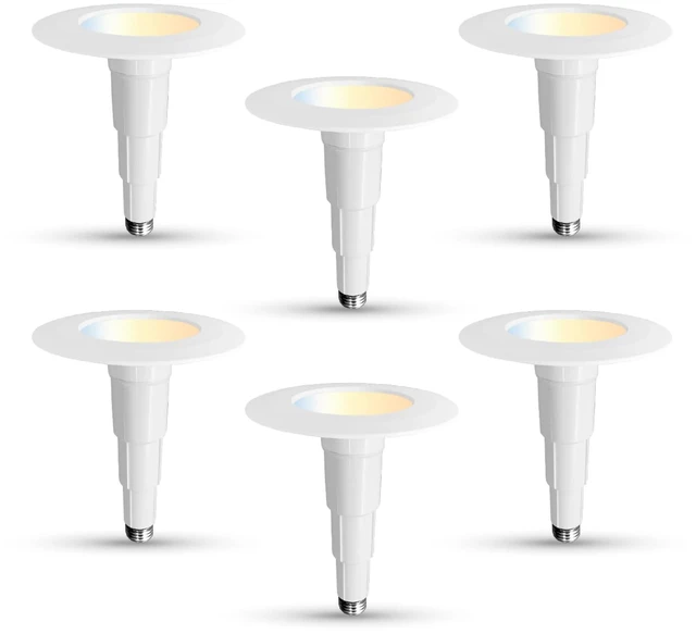 Main image of Soliseed 6 Pack 4 Inch 5CCT LED Can Lights Length Adjustable Retrofit | 2700K-5000K Selectable, CRI90+, 6.5W=40W, 500LM, Dimmable,Recessed Retrofit Downlight,Easy Install for Kitchen & Bedroom