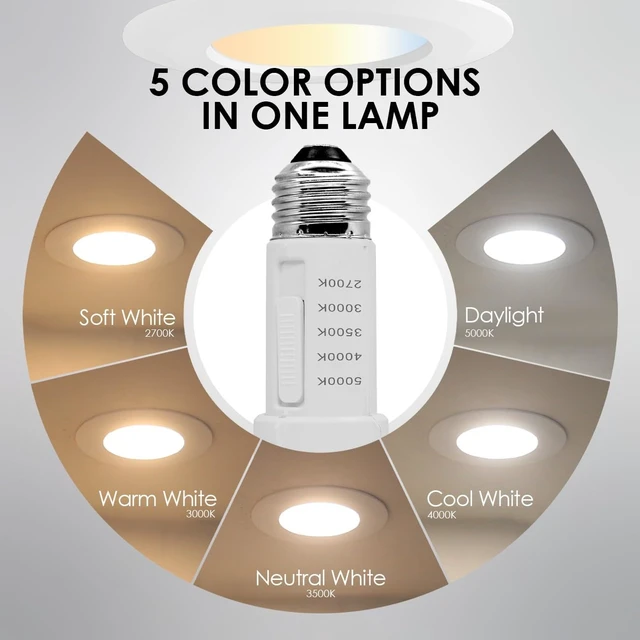 Alt view image 2 of 7 - Soliseed 6 Pack 4 Inch 5CCT LED Can Lights Length Adjustable Retrofit | 2700K-5000K Selectable, CRI90+, 6.5W=40W, 500LM, Dimmable,Recessed Retrofit Downlight,Easy Install for Kitchen & Bedroom