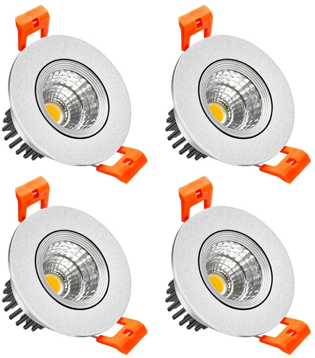 Main image of LightingWill 2inch LED Dimmable Downlight, 3W COB Recessed Ceiling Light, Natural White 4000K-4500K, CRI80, 25W Halogen Bulbs Equivalent, Silver (4Pack)