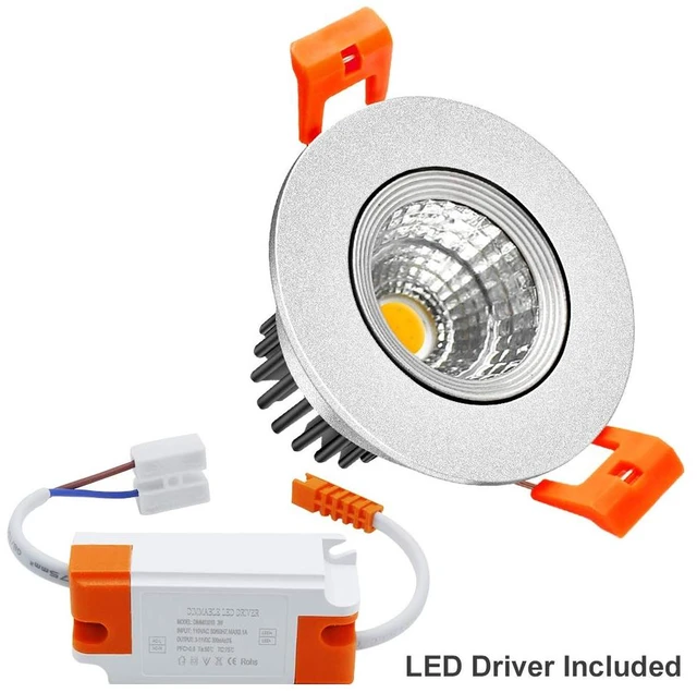 Alt view image 5 of 7 - LightingWill 2inch LED Dimmable Downlight, 3W COB Recessed Ceiling Light, Natural White 4000K-4500K, CRI80, 25W Halogen Bulbs Equivalent, Silver (4Pack)