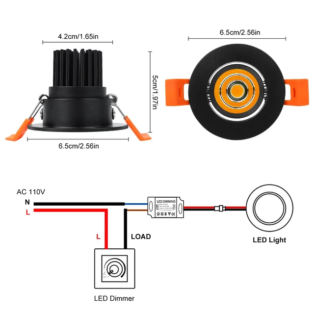 Alt view image 4 of 7 - inShareplus 2 Inch LED Downlight, 3W Recessed Lighting 220LM COB Dimmable, 3000K Warm White, CRI80, Black Trim, LED Ceiling Lights with Driver, 12 Pack