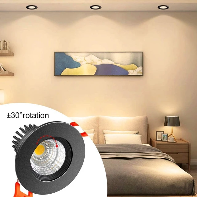 Alt view image 6 of 7 - inShareplus 2 Inch LED Downlight, 3W Recessed Lighting 220LM COB Dimmable, 3000K Warm White, CRI80, Black Trim, LED Ceiling Lights with Driver, 12 Pack