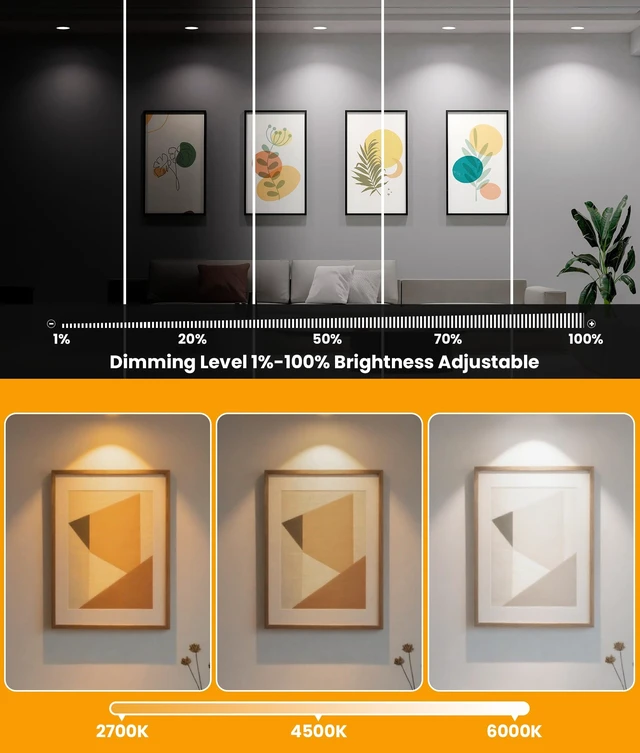 Alt view image 3 of 7 - DeerTalk Smart Recessed Lighting 6 Inch,1200LM LED Recessed Lights 4 Pack | WiFi&Bluetooth RGBCW Color Changing 2700-6000K Dimmable Canless Recessed Ceiling Light with J-Box,Work with Alexa&Google,12W