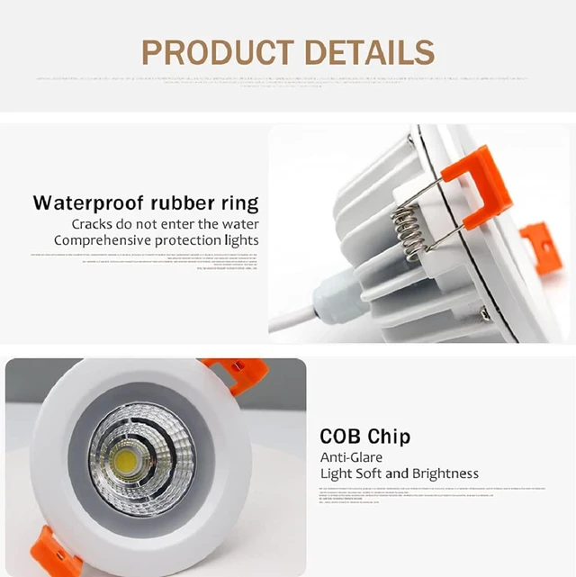 Alt view image 3 of 7 - LS-PRO 3.5inch 7w LED Recessed Ceiling Light Slim Aluminium Panel, Anti Rust Fixture Downlight Shower Spotlight IP65 Waterproof for Wet Location Indoor & Outdoor Natural light/4000k-White Body