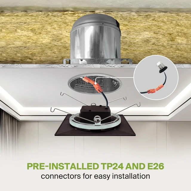 Alt view image 3 of 7 - ASD LED Bronze Retrofit 6 Inch Recessed Lights - Square 12W 1023LM 2700-5000K LED Recessed Lighting 6 Inch, Wet Rated Dimmable Can Lights, Baffle Trim Wafer Lights, UL 6 Pack