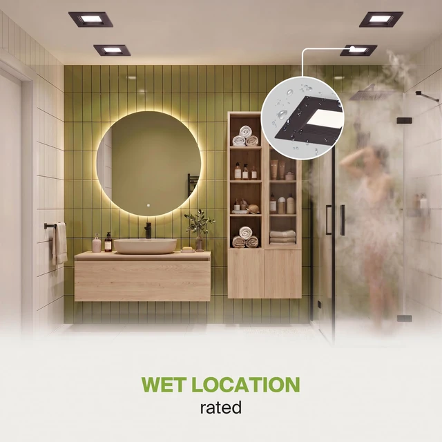 Alt view image 6 of 7 - ASD LED Bronze Retrofit 6 Inch Recessed Lights - Square 12W 1023LM 2700-5000K LED Recessed Lighting 6 Inch, Wet Rated Dimmable Can Lights, Baffle Trim Wafer Lights, UL 6 Pack