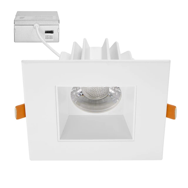 Main image of Maxxima 4" Low Kelvin Anti-Glare LED Square Downlight, 1200 Lumens, 5 CCT | Color Selectable 2200K/2400K/2700K/3000K/3500K, Dimmable Ultra-Thin Canless White Recessed Fixture, Junction Box Included