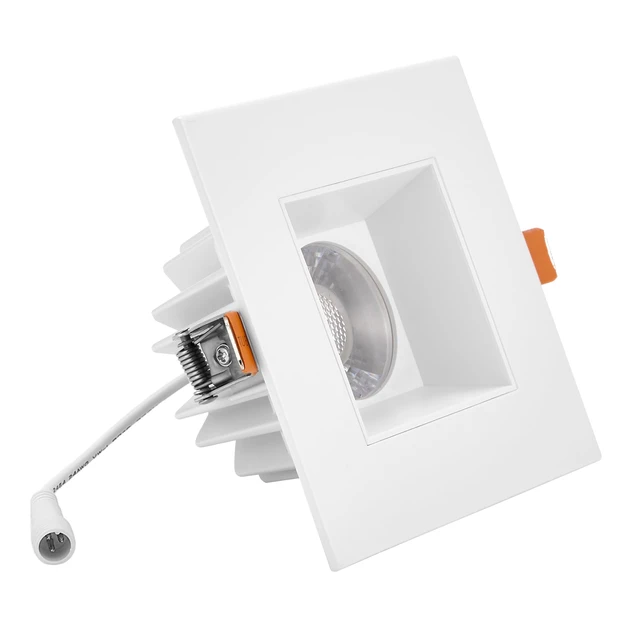 Alt view image 2 of 7 - Maxxima 4" Low Kelvin Anti-Glare LED Square Downlight, 1200 Lumens, 5 CCT | Color Selectable 2200K/2400K/2700K/3000K/3500K, Dimmable Ultra-Thin Canless White Recessed Fixture, Junction Box Included