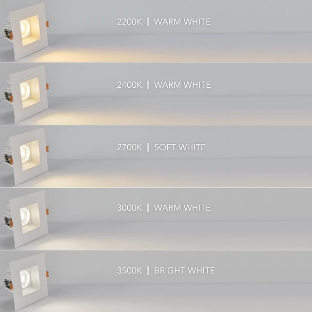 Alt view image 7 of 7 - Maxxima 4" Low Kelvin Anti-Glare LED Square Downlight, 1200 Lumens, 5 CCT | Color Selectable 2200K/2400K/2700K/3000K/3500K, Dimmable Ultra-Thin Canless White Recessed Fixture, Junction Box Included