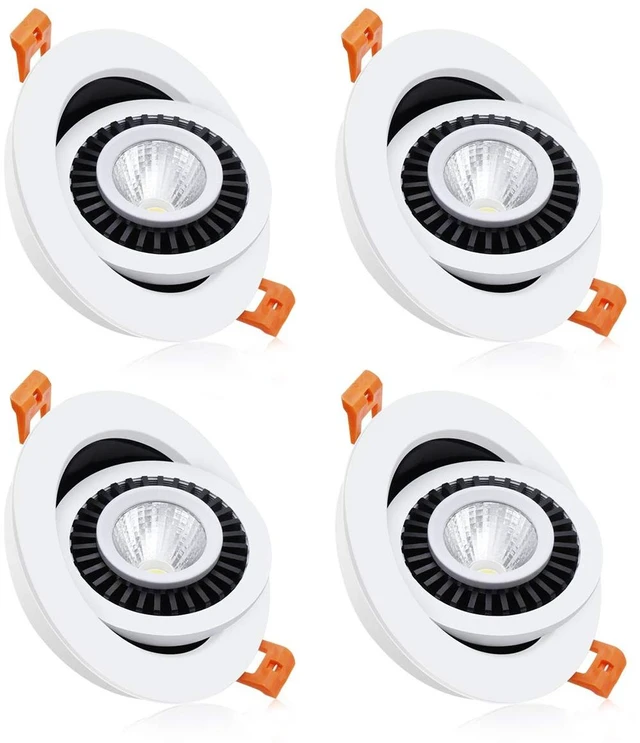 Main image of YGS-Tech 3.5 Inch Eyeball Gimbal LED Recessed Lighting Dimmable Downlight, 7W (70W Halogen Equivalent) Adjustable Spotlight, 5000K Daylight White, CRI80, Ceiling Light with LED Driver (4 Pack)