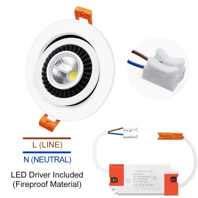 Alt view image 5 of 6 - YGS-Tech 3.5 Inch Eyeball Gimbal LED Recessed Lighting Dimmable Downlight, 7W (70W Halogen Equivalent) Adjustable Spotlight, 5000K Daylight White, CRI80, Ceiling Light with LED Driver (4 Pack)