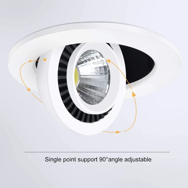 Alt view image 3 of 6 - YGS-Tech 3.5 Inch Eyeball Gimbal LED Recessed Lighting Dimmable Downlight, 7W (70W Halogen Equivalent) Adjustable Spotlight, 5000K Daylight White, CRI80, Ceiling Light with LED Driver (4 Pack)
