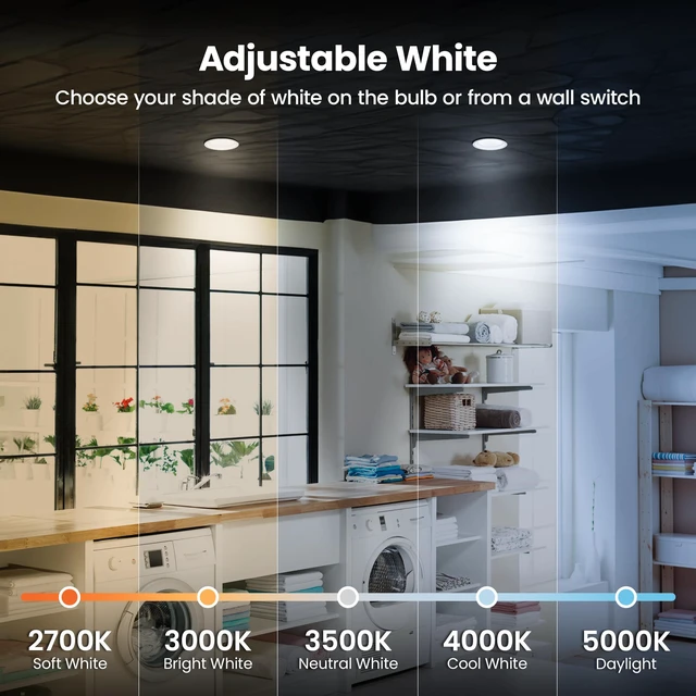 Alt view image 6 of 6 - Feit Electric 5/6in LED Recessed Downlight Retrofit Kit, 75W Eq | Dimmable, Adjustable White 2700K5000K, 90 CRI, 925 Lumens, 50,000-Hour Lifetime, E26 Adapter, 6 Pack