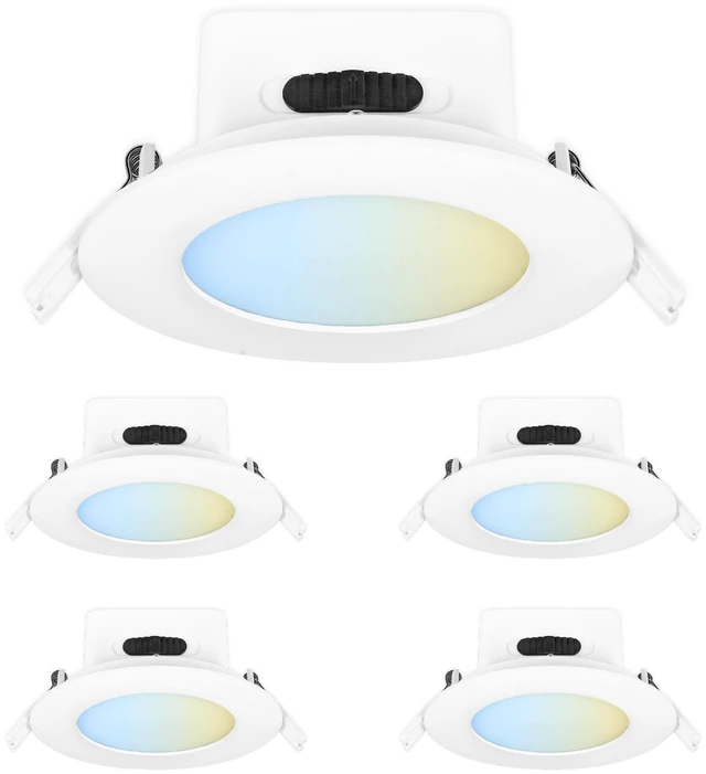 Main image of Feit Electric 4in LED Canless Recessed Downlight, 75W Eq, 6Way | Integrated J-Box, High Output, Dimmable, 5CCT Selectable White, 90 CRI, 850 Lumens, 50,000-Hour Lifetime, 4 Pack