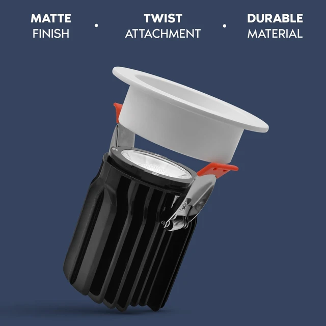 Alt view image 3 of 7 - LUXRITE 3 Inch LED Regressed Canless Spotlight + Round White Interchangeable Trim, 5CCT 2700K-5000K, Twist N' Lock, Recessed Lighting, 15W, 1250LM, CRI90, Dimmable, 38° Beam, IC & Wet Rated