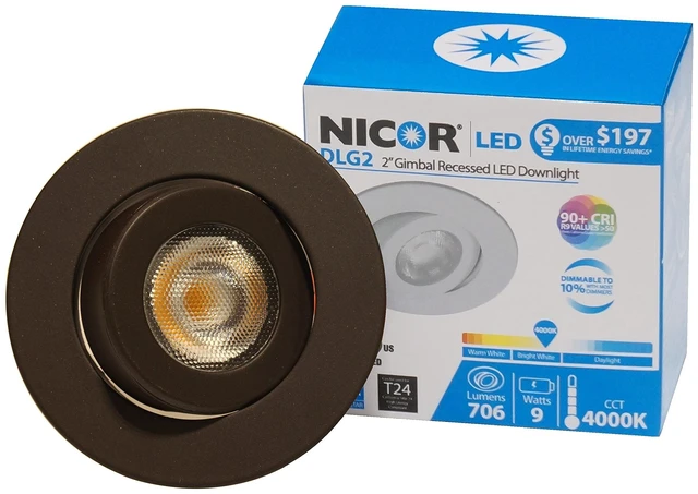 Main image of NICOR Lighting 2 inch LED Gimbal Downlight in Oil-Rubbed Bronze, 3000K (DLG2-10-120-3K-OB)