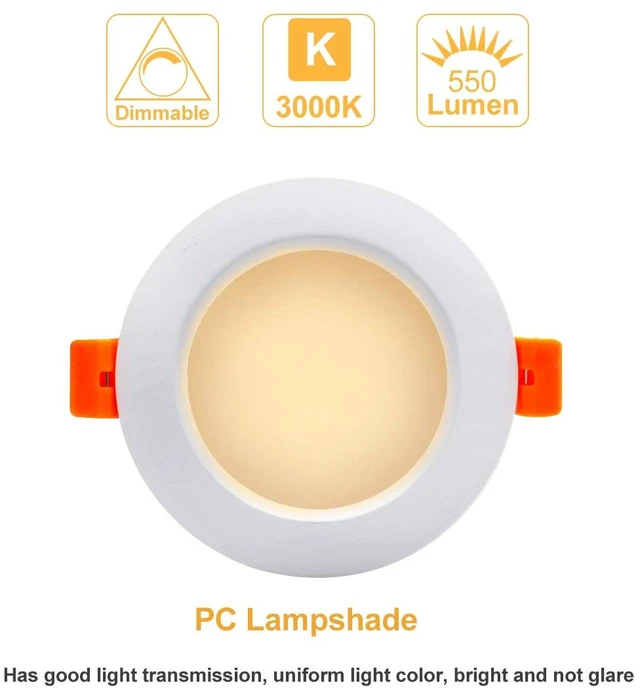 Alt view image 5 of 7 - YGS-Tech 3.5 Inch LED Recessed Lighting, Dimmable Downlight 7W (55W Halogen Equivalent), CRI80, 3000K Warm White, Ceiling Light with LED Driver, Canless Recessed Lights 4 Pack
