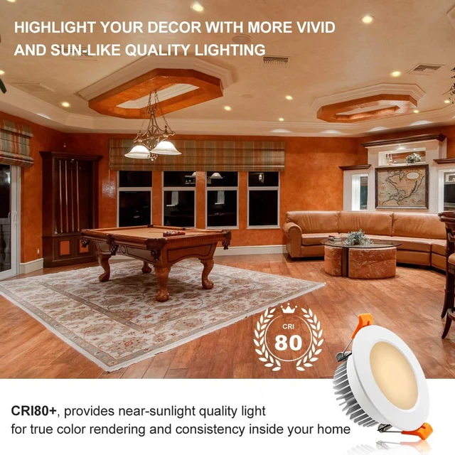 Alt view image 2 of 7 - YGS-Tech 3.5 Inch LED Recessed Lighting, Dimmable Downlight 7W (55W Halogen Equivalent), CRI80, 3000K Warm White, Ceiling Light with LED Driver, Canless Recessed Lights 4 Pack