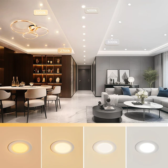Alt view image 6 of 7 - YGS-Tech 3.5 Inch LED Recessed Lighting, Dimmable Downlight 7W (55W Halogen Equivalent), CRI80, 3000K Warm White, Ceiling Light with LED Driver, Canless Recessed Lights 4 Pack
