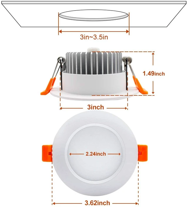 Alt view image 3 of 7 - YGS-Tech 3.5 Inch LED Recessed Lighting, Dimmable Downlight 7W (55W Halogen Equivalent), CRI80, 3000K Warm White, Ceiling Light with LED Driver, Canless Recessed Lights 4 Pack