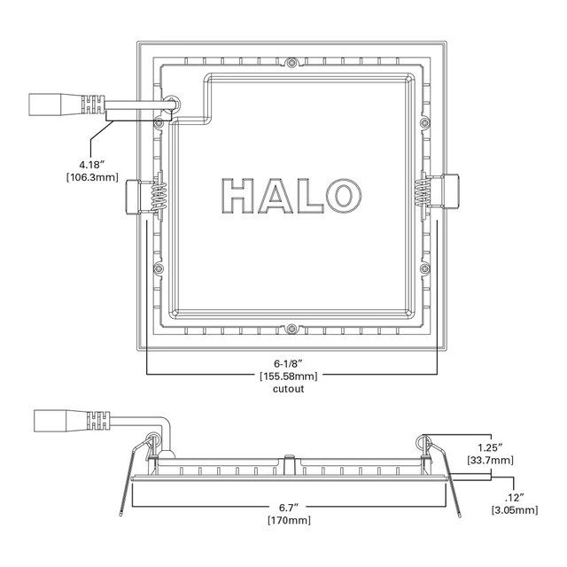 Alt view image 4 of 6 - HALO HLB 6 in. Square 3000K Color Temperature New Construction or Remodel Canless Recessed Integrated LED Kit