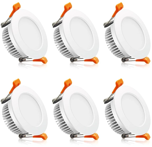Main image of BIRRAY 3 Inch LED Recessed Downlight, 5000K Daylight White, 5W (40W Halogen Equivalent) Dimmable LED Ceiling Light with LED Driver, CRI 80, 6 Pack