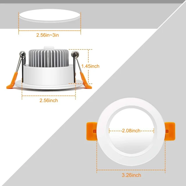 Alt view image 3 of 7 - BIRRAY 3 Inch LED Recessed Downlight, 5000K Daylight White, 5W (40W Halogen Equivalent) Dimmable LED Ceiling Light with LED Driver, CRI 80, 6 Pack