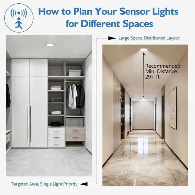 Alt view image 4 of 7 - Jolux 5/6 Inch 5CCT PIR Motion Sensor Recessed Light,Non-Dimmable,800lm | 2700K-5000K Adjustable LED can light, 12W=60W, Easy E26 Retrofit Install for Closets, Kitchens, Porches, Hallways,2 Pack