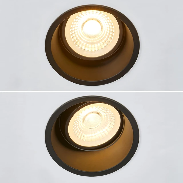 Alt view image 4 of 7 - Maxxima 4" Black Recessed LED Eyeball Gimbal Downlight, 1000 Lumens, 5 CCT | Adjustable Color Select 2700K/3000K/3500K/4000K/5000K, 360° Rotation 30° Tilt, Dimmable Canless, IC Rated, J-Box Included